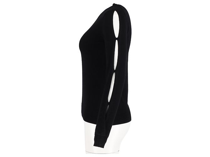 Iris & Ink Strickoberteil mit ausgeschnittenen Ärmeln aus schwarzer Wolle - Ansicht 5