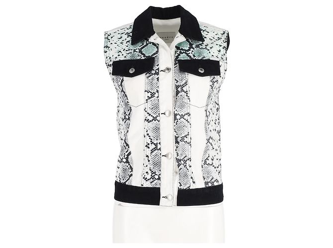 Chaleco con estampado de serpiente Sandro Paris en denim blanco - vista 4