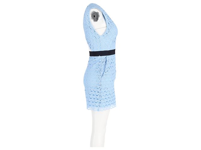 Macacão de renda de macramé com acabamento em gros-grain Sandro Fratello em poliéster azul claro - vista 6
