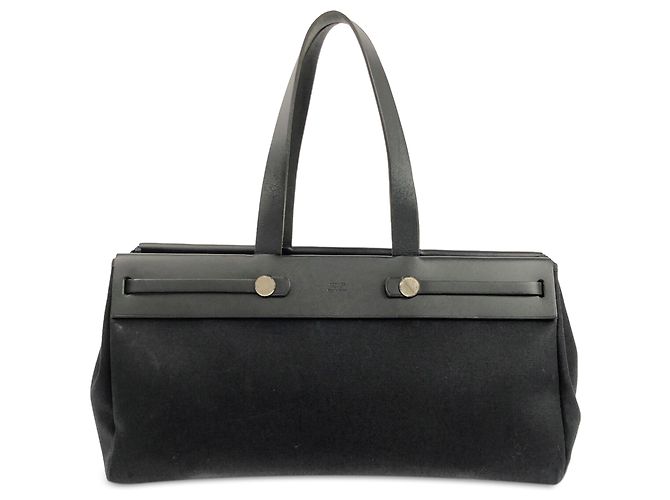 Hermès Schwarze Toile Herbag Cabas MM - Ansicht 3