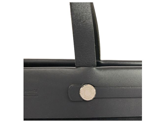 Hermès Schwarze Toile Herbag Cabas MM - Ansicht 9