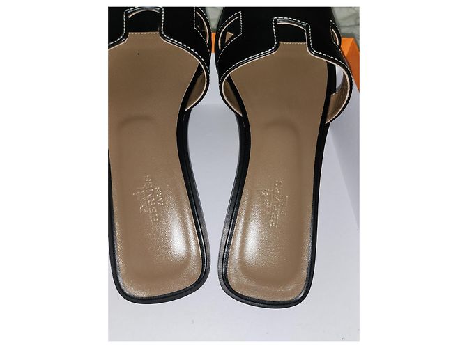 Hermès Oran Sandalen aus Leder schwarz - Ansicht 2