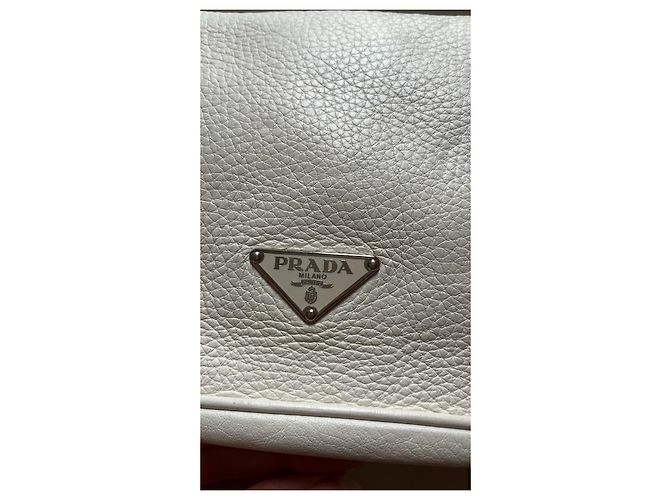 Borsa Prada Vitello Daino con manico in metallo bianca Bianco - vista 4