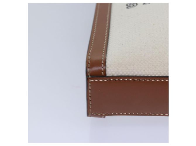 Céline Borsa a mano cabas verticale mini CELINE in tela 2 in 1 bianca Auth 82073 Bianco - vista 10