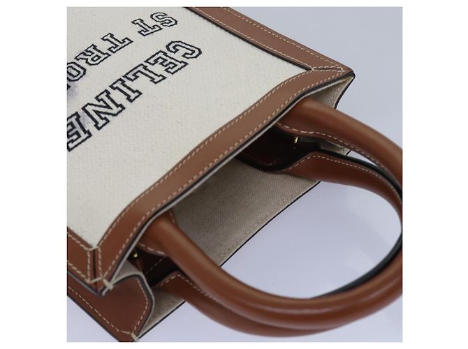 Céline Borsa a mano cabas verticale mini CELINE in tela 2 in 1 bianca Auth 82073 Bianco - vista 6