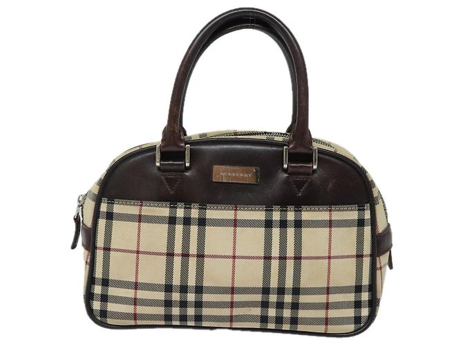 Borsa a mano in nylon nero e beige con motivo Nova Check di BURBERRY Auth yk13499 - vista 13