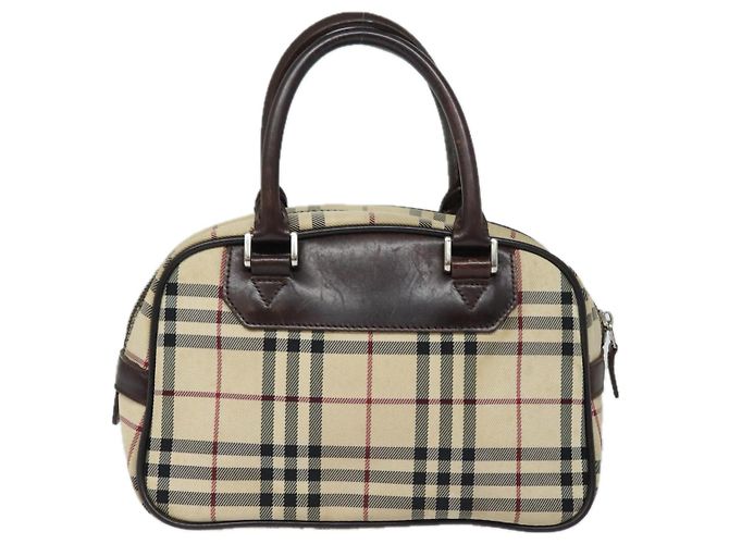 Borsa a mano in nylon nero e beige con motivo Nova Check di BURBERRY Auth yk13499 - vista 2