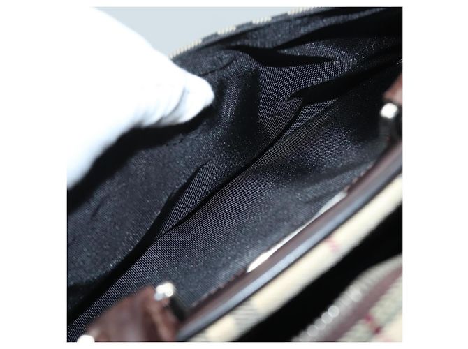 Borsa a mano in nylon nero e beige con motivo Nova Check di BURBERRY Auth yk13499 - vista 22