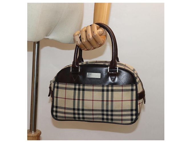 Borsa a mano in nylon nero e beige con motivo Nova Check di BURBERRY Auth yk13499 - vista 23