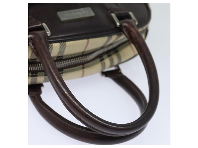 Borsa a mano in nylon nero e beige con motivo Nova Check di BURBERRY Auth yk13499 - vista 7