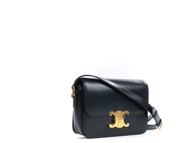 Céline CELINE - Bolso de hombro Celine Triomphe teen en cuero negro - vista 2