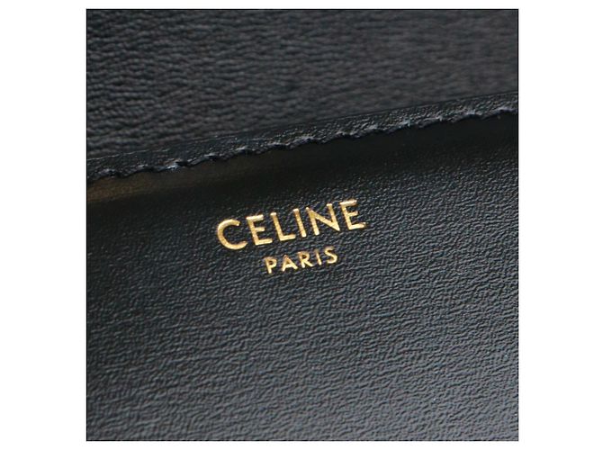 Céline CELINE - Bolso de hombro Celine Triomphe teen en cuero negro - vista 8