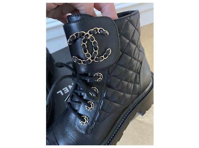 Cambon Chanel Biker-Stiefel Schwarz - Ansicht 12