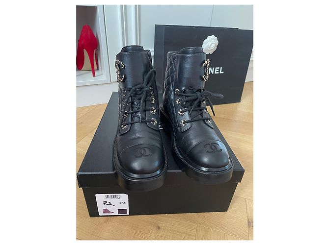 Cambon Chanel Biker-Stiefel Schwarz - Ansicht 3