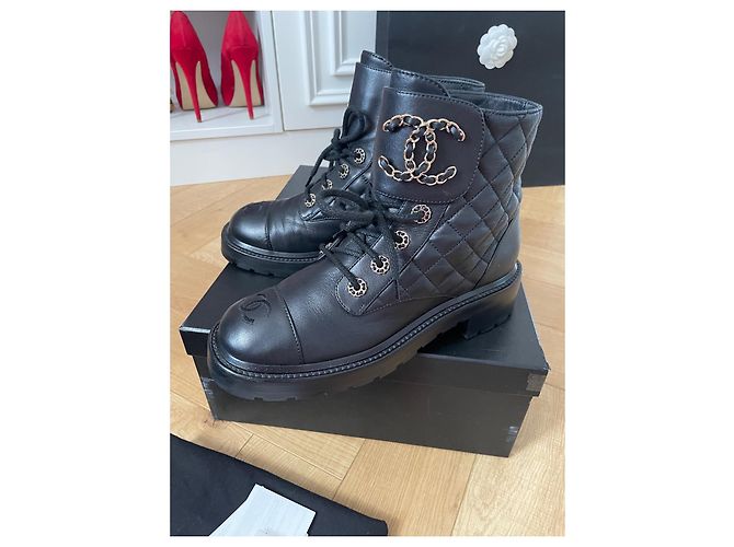 Cambon Chanel Biker-Stiefel Schwarz - Ansicht 5