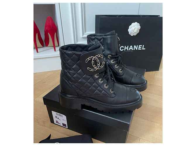 Cambon Chanel Biker-Stiefel Schwarz - Ansicht 8