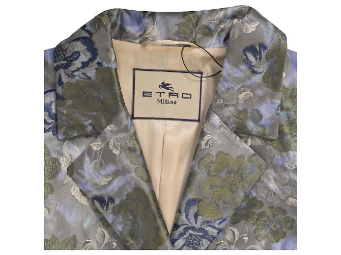 Etro Floral Jacquard Long Coat in Multicolor Polyester - view 4