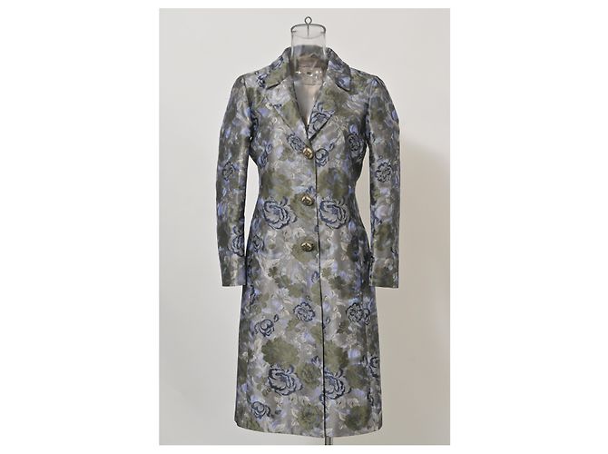 Etro Floral Jacquard Long Coat in Multicolor Polyester - view 9