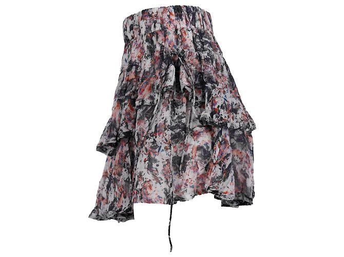 Saia mini com babados estampada Megan Iro Paris em viscose multicolorida - vista 2