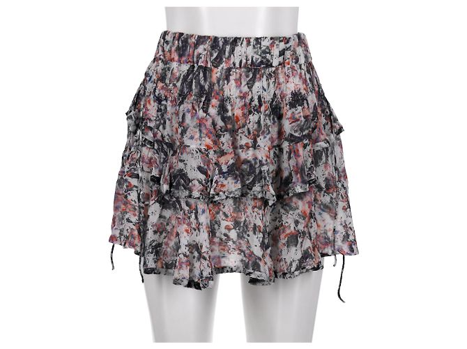 Saia mini com babados estampada Megan Iro Paris em viscose multicolorida - vista 5
