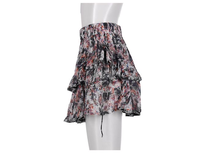 Saia mini com babados estampada Megan Iro Paris em viscose multicolorida - vista 6