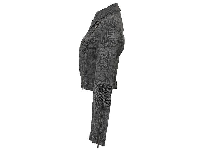Stella Mc Cartney Chaqueta de moto de algodón negro con estampado de serpiente Stella McCartney - vista 2