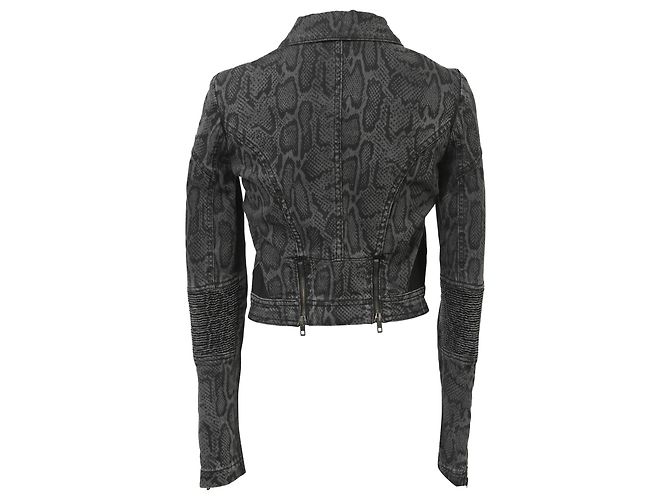 Stella Mc Cartney Chaqueta de moto de algodón negro con estampado de serpiente Stella McCartney - vista 3