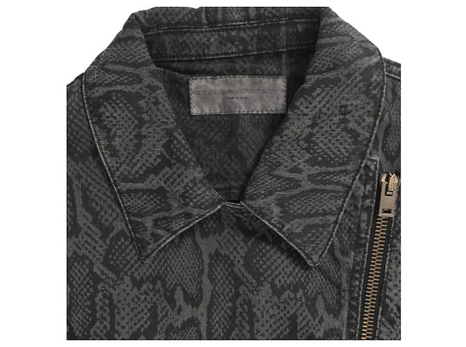 Stella Mc Cartney Chaqueta de moto de algodón negro con estampado de serpiente Stella McCartney - vista 5