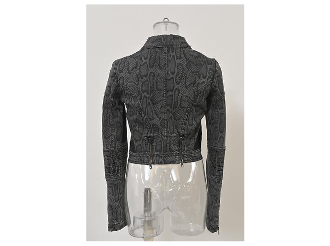 Stella Mc Cartney Chaqueta de moto de algodón negro con estampado de serpiente Stella McCartney - vista 8