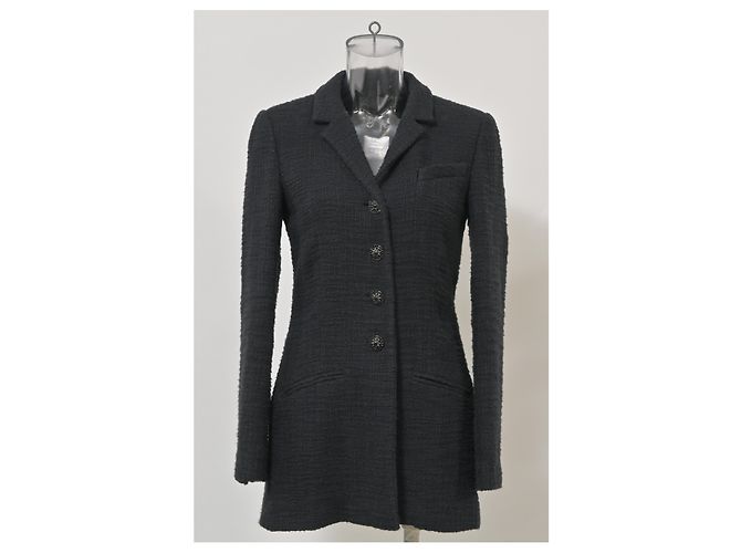 Timeless Chaqueta Chanel Bombay CC de tweed negro de algodón - vista 6