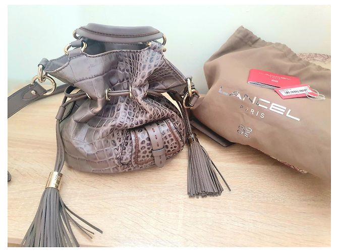 Premier Flirt Bolsa de mão Lancel 1º Flirt em couro com efeito croco taupe - vista 10