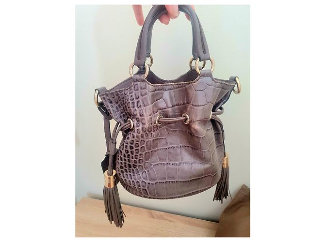 Premier Flirt Bolsa de mão Lancel 1º Flirt em couro com efeito croco taupe - vista 2