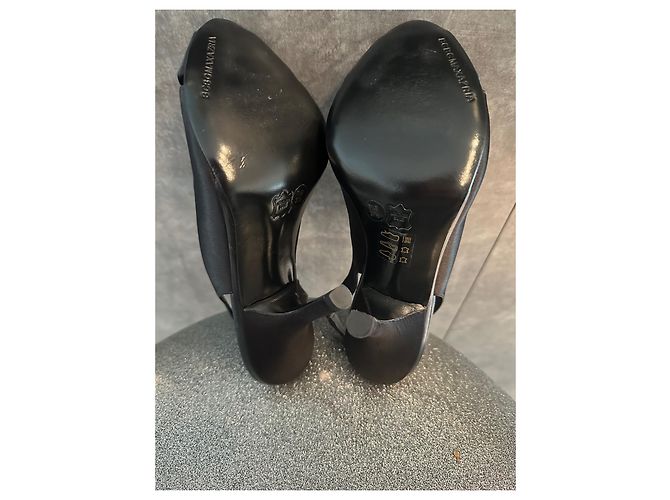 Décolleté neri Bcbg Max Azria in pelle e satin a punta aperta Nero - vista 3