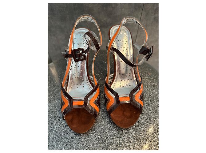 Sandali con zeppa Free Lance Crystal arancioni pelle 37 Arancione - vista 3