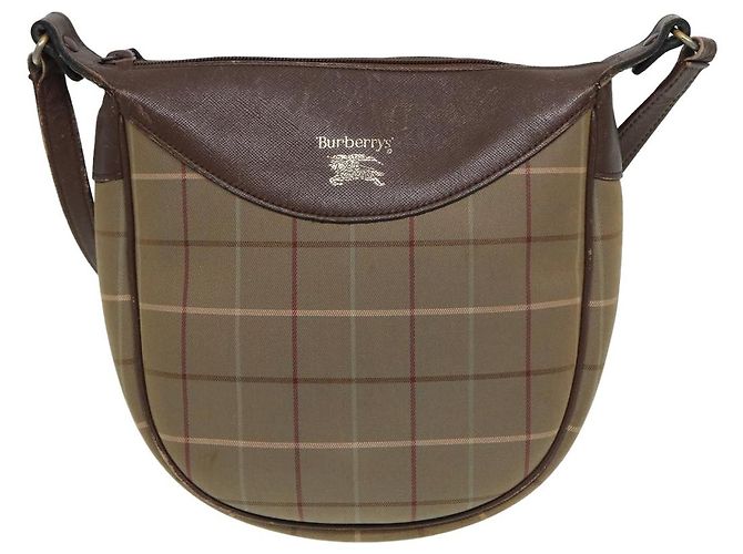 Autre Marque Borsa a Spalla Burberrys Nova Check in Tela Beige Marrone Auth bs15807 - vista 13
