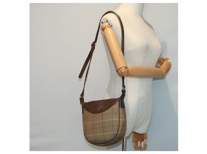 Autre Marque Borsa a Spalla Burberrys Nova Check in Tela Beige Marrone Auth bs15807 - vista 21