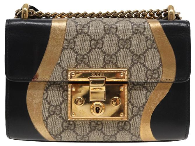 Borsa a spalla GUCCI Padlock GG Supreme in PVC beige 432182 Auth ar12095 - vista 13