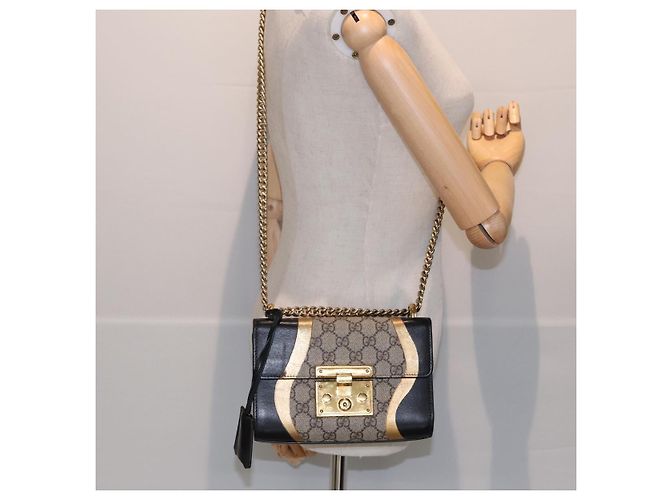Borsa a spalla GUCCI Padlock GG Supreme in PVC beige 432182 Auth ar12095 - vista 24