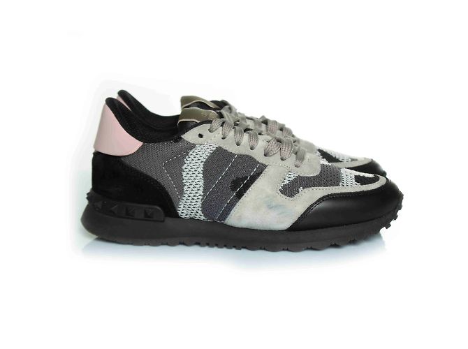 Valentino Garavani, Camo rockrunner in grigio e rosa - vista 4
