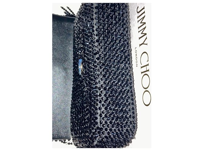 Jimmy Choo Avenue Mini Borsa a Spalla in Satin Nero - vista 10