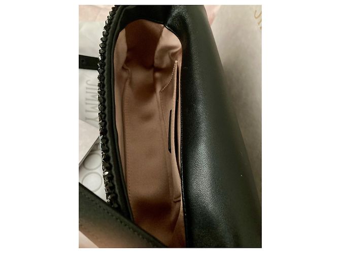 Jimmy Choo Avenue Mini Borsa a Spalla in Satin Nero - vista 11