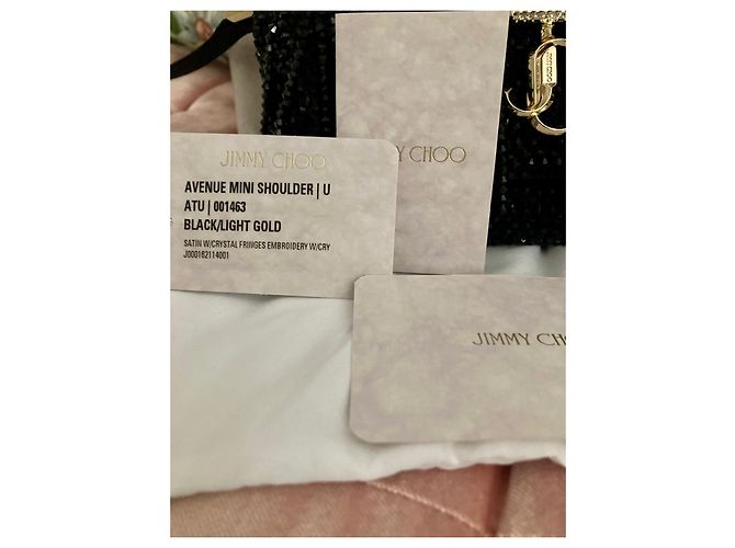Jimmy Choo Avenue Mini Borsa a Spalla in Satin Nero - vista 4