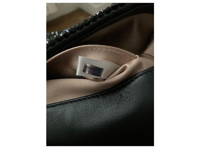 Jimmy Choo Avenue Mini Borsa a Spalla in Satin Nero - vista 7