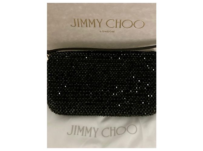 Jimmy Choo Avenue Mini Borsa a Spalla in Satin Nero - vista 9