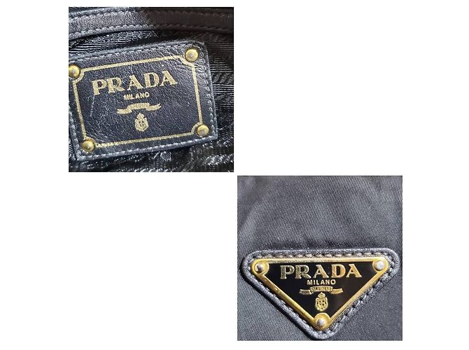 Tote Borsa a tracolla convertibile Prada in tessuto e pelle Nero - vista 11