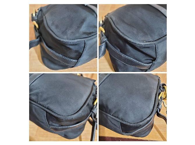 Tote Borsa a tracolla convertibile Prada in tessuto e pelle Nero - vista 7
