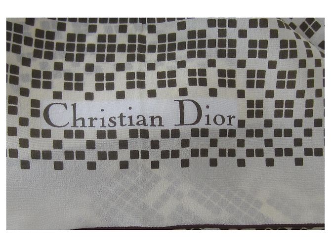 Sciarpa Gavroche Christian Dior in Seta Beige Cioccolato - vista 5