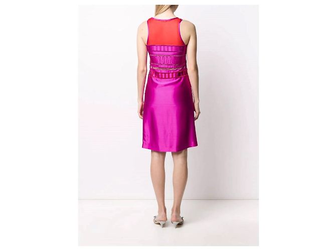Vestido de seda fucsia y rojo de Gianfranco Ferré - vista 4