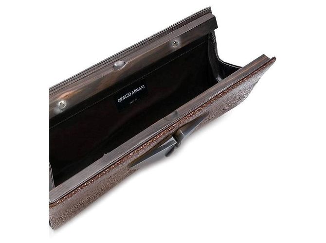Clutch de cuero marrón Giorgio Armani - Años 2000 - vista 5