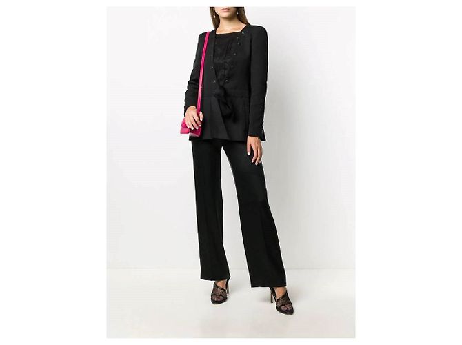 Pantalones de seda negra Chanel - años 2000 Negro - vista 2